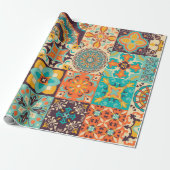 アズレカラフルジョスのタイル。ポルトガル伝統的語または ラッピングペーパー (アンロールド)