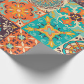 アズレカラフルジョスのタイル。ポルトガル伝統的語または ラッピングペーパー (角)