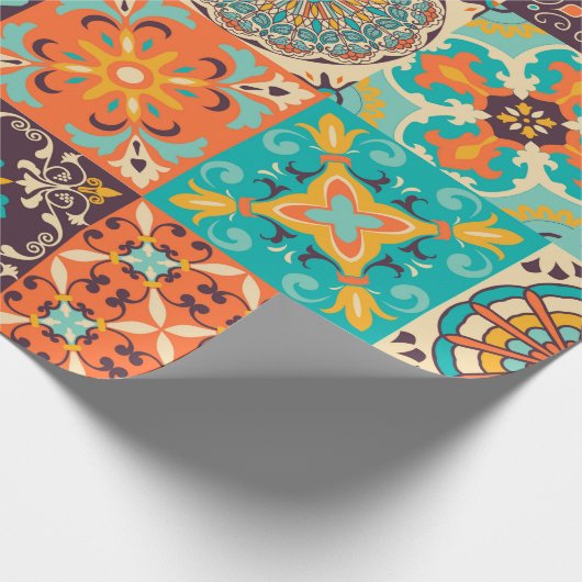 アズレカラフルジョスのタイル。ポルトガル伝統的語または ラッピングペーパー (角)