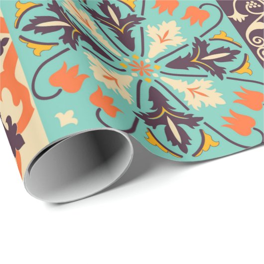 アズレカラフルジョスのタイル。ポルトガル伝統的語または ラッピングペーパー (ロールコーナー)