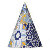 アズレカラフルジョスのタイル:手描きパターン。 パーティーハット (裏面)