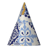 アズレカラフルジョスのタイル:手描きパターン。 パーティーハット (左)