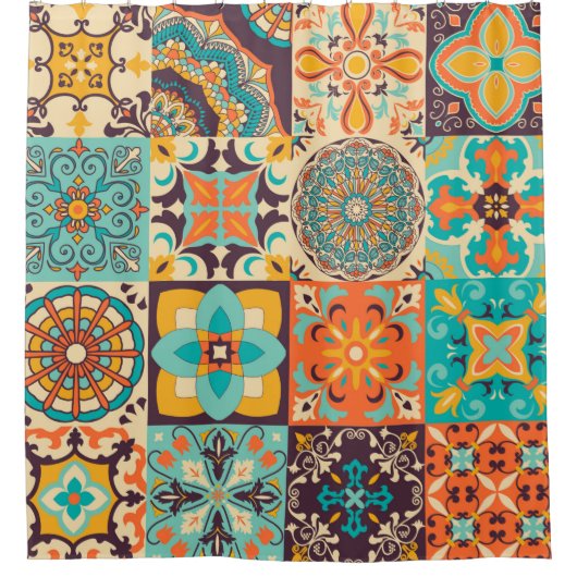 アズレカラフルホスタイル。ポルト伝統的ガル語または シャワーカーテン (正面)