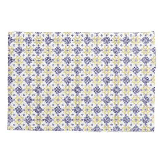 アズレジョオーナメントブルーとイエロータイル 枕カバー (裏面)