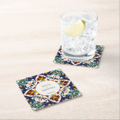 アズレジョタラベラブルー地中海の結婚式の引き出物 スクエアペーパーコースター (インサイチュ)