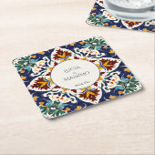 アズレジョタラベラブルー地中海の結婚式の引き出物 スクエアペーパーコースター (アングル)