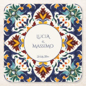 アズレジョタラベラブルー地中海の結婚式の引き出物 スクエアペーパーコースター (正面)