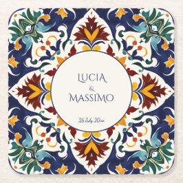 アズレジョタラベラブルー地中海の結婚式の引き出物 スクエアペーパーコースター