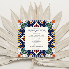 アズレジョブルーカラフル地中海のブライダルシャワー 招待状