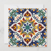 アズレジョブルーカラフル地中海のブライダルシャワー 招待状 (裏面)