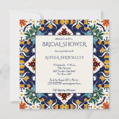 アズレジョブルーカラフル地中海のブライダルシャワー 招待状 (正面)