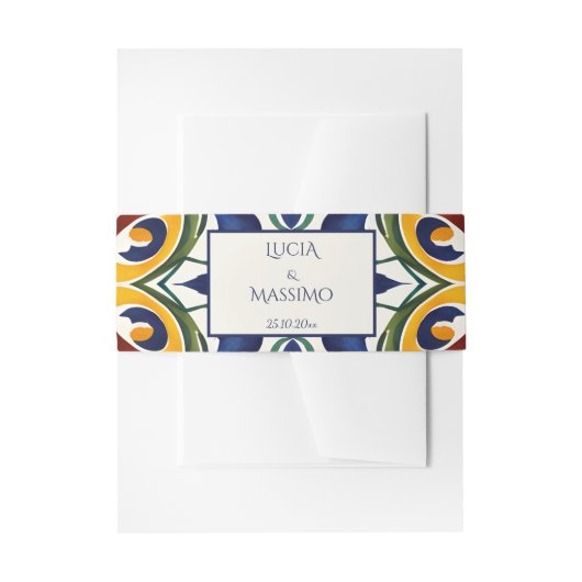 アズレジョブルーポルトガル地中海の華美語 招待状ベリーバンド (正面例)