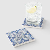 アズレジョポルトガルの花の模様 ストーンコースター (横)