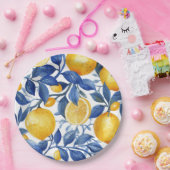 アズレジョレモンズブルー葉パターン ペーパープレート (パーティー)