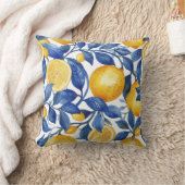 アズレジョレモンズブルー葉#1 クッション (ブランケット)