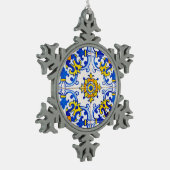 アズレジョ伝統的ポルトガルのタイル スノーフレークピューターオーナメント (左)