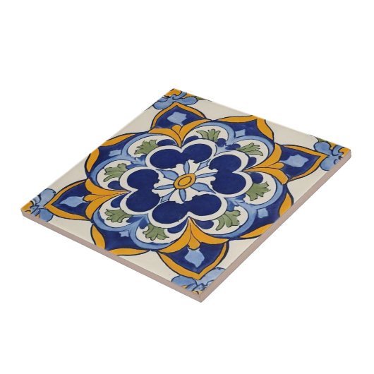 アズレジョ青い黄色と緑のモザイクヴィンテージ タイル (側面)