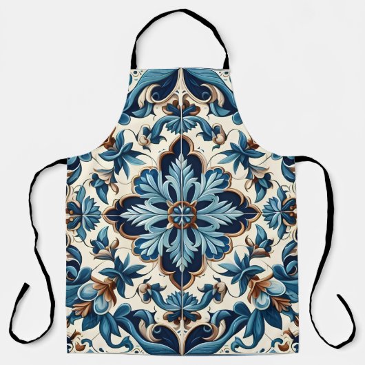 アズレジョ青瓦地中海の模様 エプロン (正面)