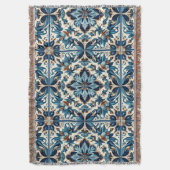 アズレジョ青瓦地中海の模様 スローブランケット (正面縦)