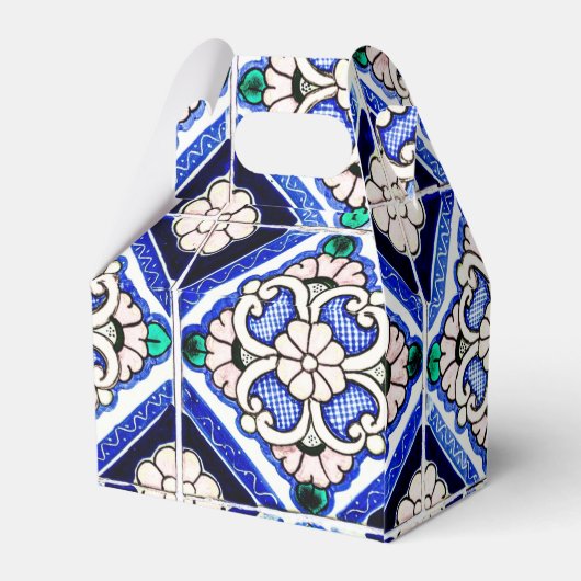 アズレスペインのホ模様タイルネイビー白モノグラム フェイバーボックス (裏面サイド)