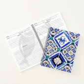 アズレスペインのホ模様タイルネイビー白レシピ ノートブック (内部)