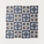 アズレホスのセラミックタイルデザイン。タラベラ・トレーサー・モット タペストリー (正面(横))