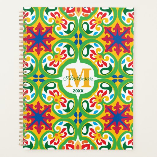 💛🧡💚アズレホス、装飾模様、カスタム文字 プランナー手帳 (正面)