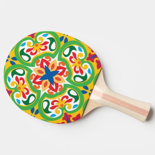 💛🧡💚アズレホス、非常に装飾的な模様 卓球ラケット (横)