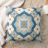 アズレモダンホ青い黄色のポルトガル語パターン クッション (ブランケット)