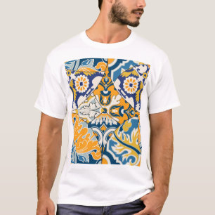 アズレヨスのタイルパッチワークヴィンテージ壁紙 Tシャツ