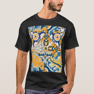 アズレヨスのタイルパッチワークヴィンテージ壁紙 Tシャツ