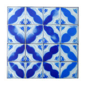 アズレヨスの青い幾何学模様のアートタイル タイル (正面)