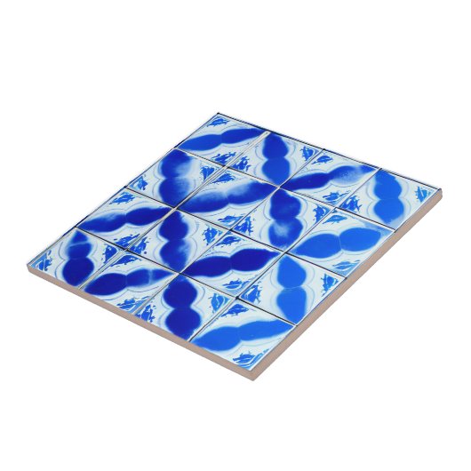 アズレヨスの青い幾何学模様のアートタイル タイル (側面)