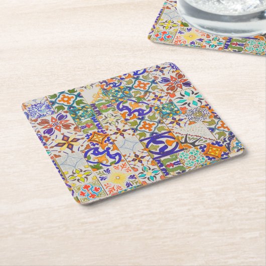 アズレヨスヴィンテージパターンポルトガル スクエアペーパーコースター (アングル)