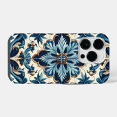 アズレージョ 磁器 青いタイル 地中海模様 iPhoneケース (裏面横)