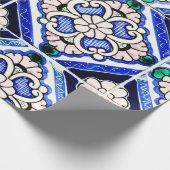 アズレ素朴ホスペインのパタ瓦ネイビー白 ラッピングペーパー (角)