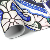 アズレ素朴ホスペインのパタ瓦ネイビー白 ラッピングペーパー (ロールコーナー)