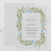 アズールオリーブのリースの結婚式 招待状 (正面/裏面)