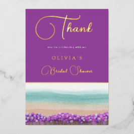 アズールコースト・イン・ブルーム　結婚前のお礼カード 箔招待状