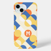 アズールブルーの陽気な黄色のミッドセンチュリーサークルパターン Case-Mate iPhoneケース (裏面)