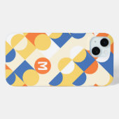 アズールブルーの陽気な黄色のミッドセンチュリーサークルパターン Case-Mate iPhoneケース (裏面 (横))