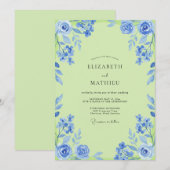 アズール チャートルーズ ペイント ウェディング 招待状 (正面/裏面)