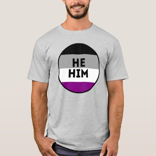 アセクシャル He/Him プライドTシャツ Tシャツ (正面)