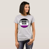 アセクシャル She/Her プライドTシャツ Tシャツ (正面フル)