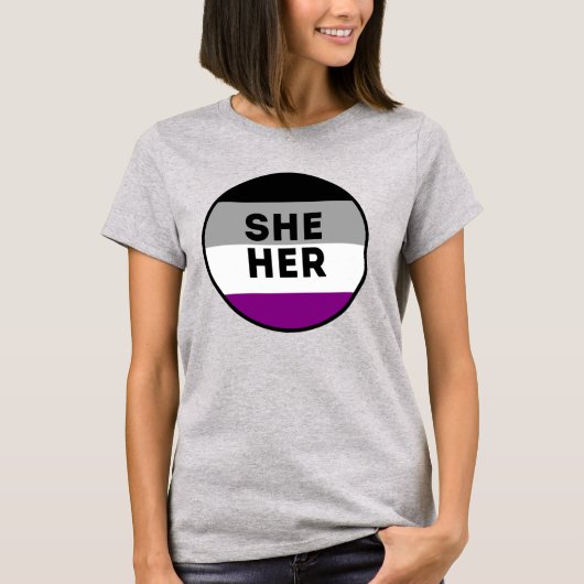 アセクシャル She/Her プライドTシャツ Tシャツ (正面)