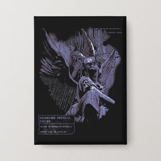 アセンションが拒否されました – テクノ-ゴシックストリートウェアデザイン 缶バッジ (正面)