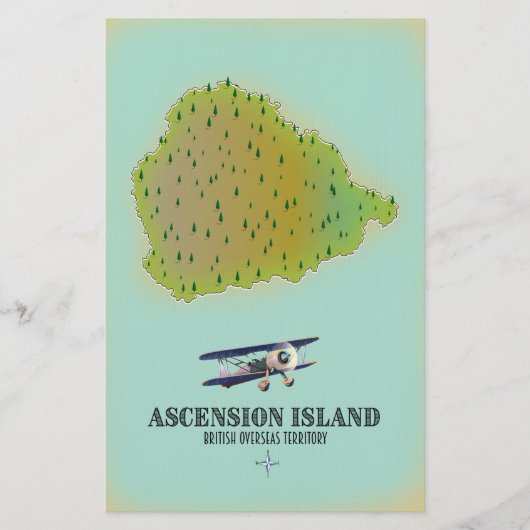 アセンション島イギリス国外の領土地図 便箋 (正面)