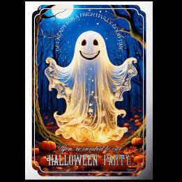 アセンテッド ゴーストリー グロー ハロウィン シルバー 箔招待状