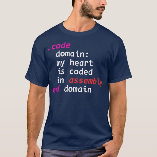 アセンブおもしろいリ言語コーディングソフトウェア Tシャツ (正面)