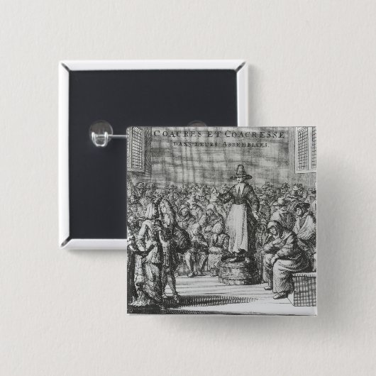 アセンブリのオスおよびメスのクエーカー教徒 缶バッジ (正面&裏面)